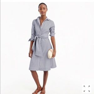 J. Crew Tie-waist shirtdress in stripe Navy & White MIDI H7791 Size 8